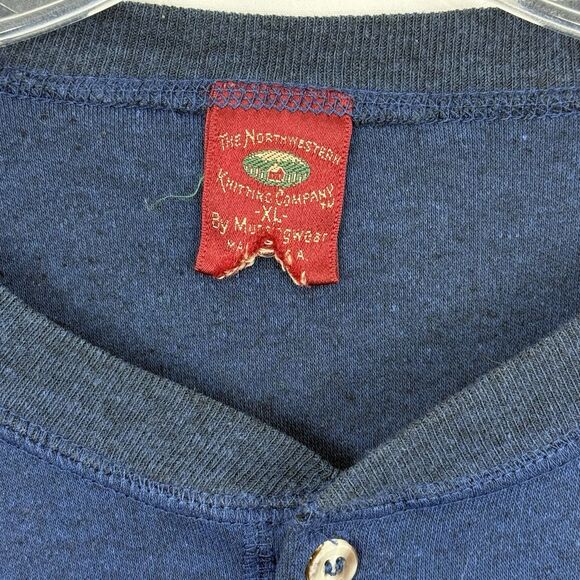 VINTAGE Munsingwear Shirt Men XL Blue Henley Base Layer Thermal 80s - Picture 6 of 16